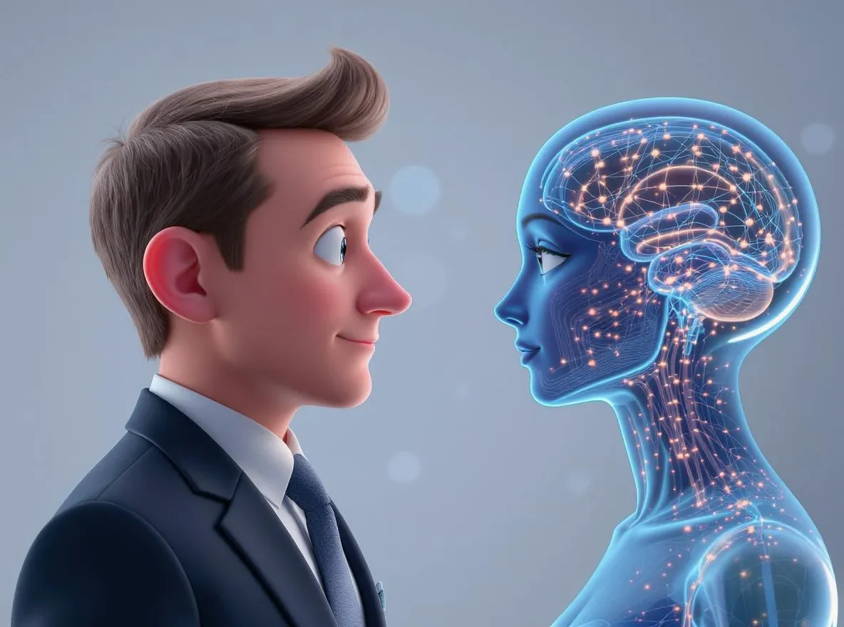 deux personne face a face dont l'une qui représente des terminaisons sensorielles