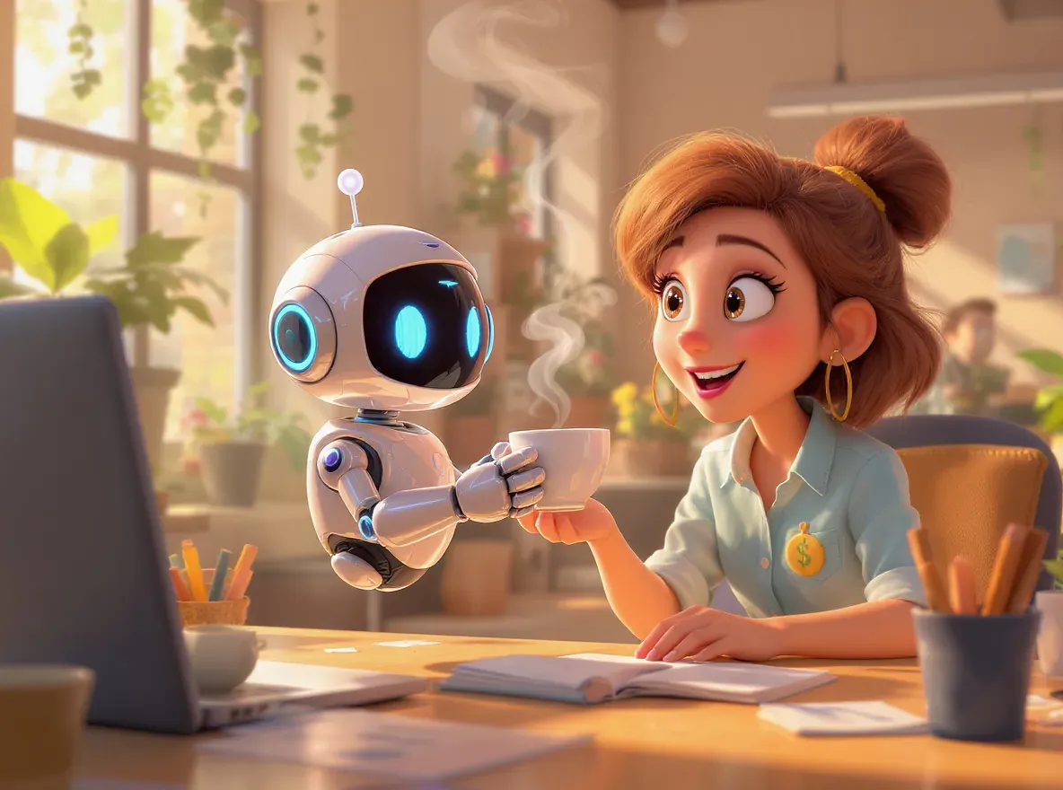 robot qui assiste une employée