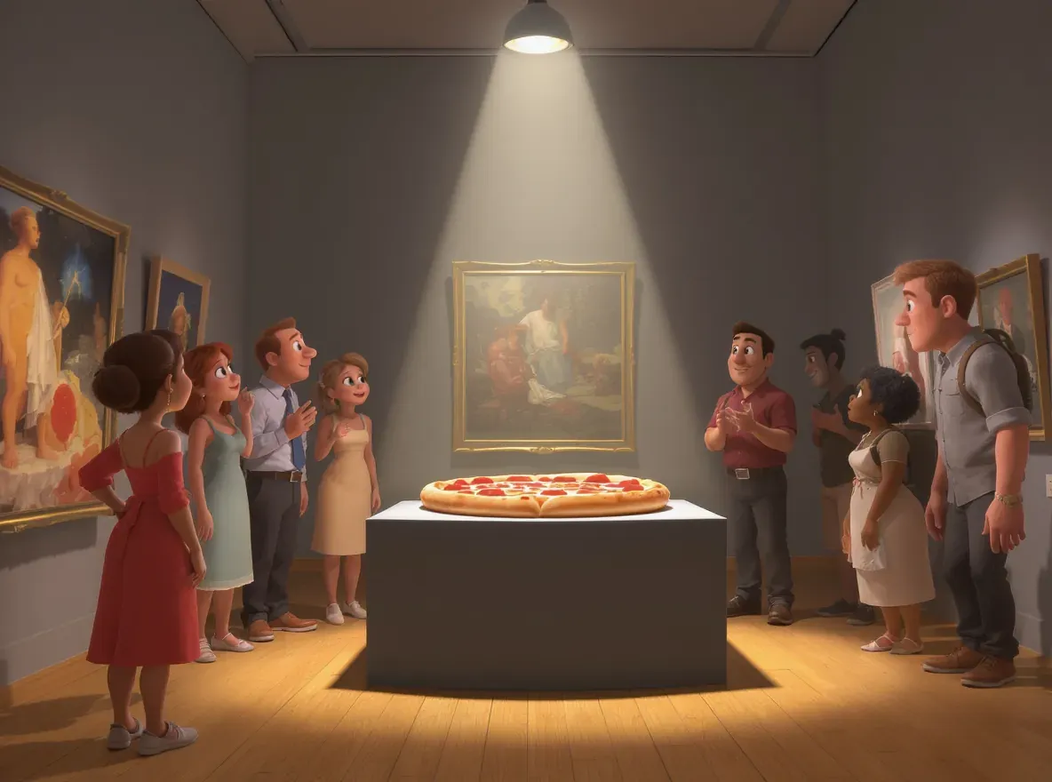 pizza mise en valeur dans un musée