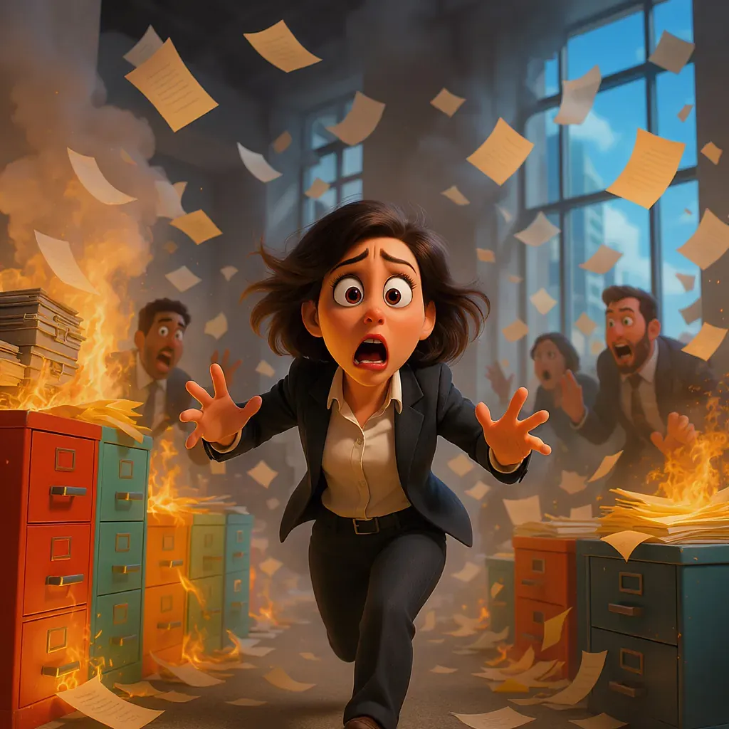 archives entrain de prendre feu
