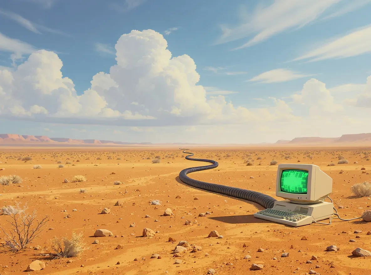 ordinateur dans un desert