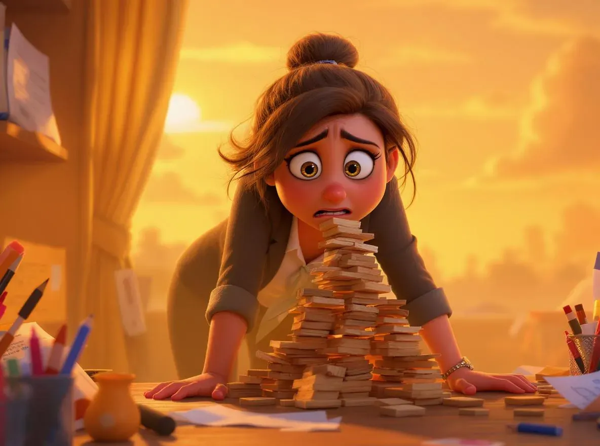 entrepreneuse devant structure qui va s'écrouler