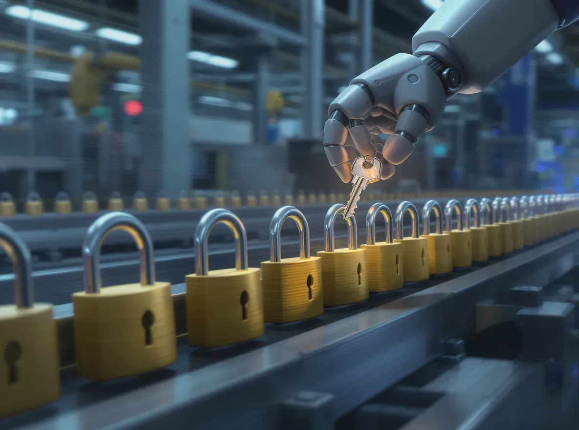 bras robotique qui ouvre les cadenas a la chaine