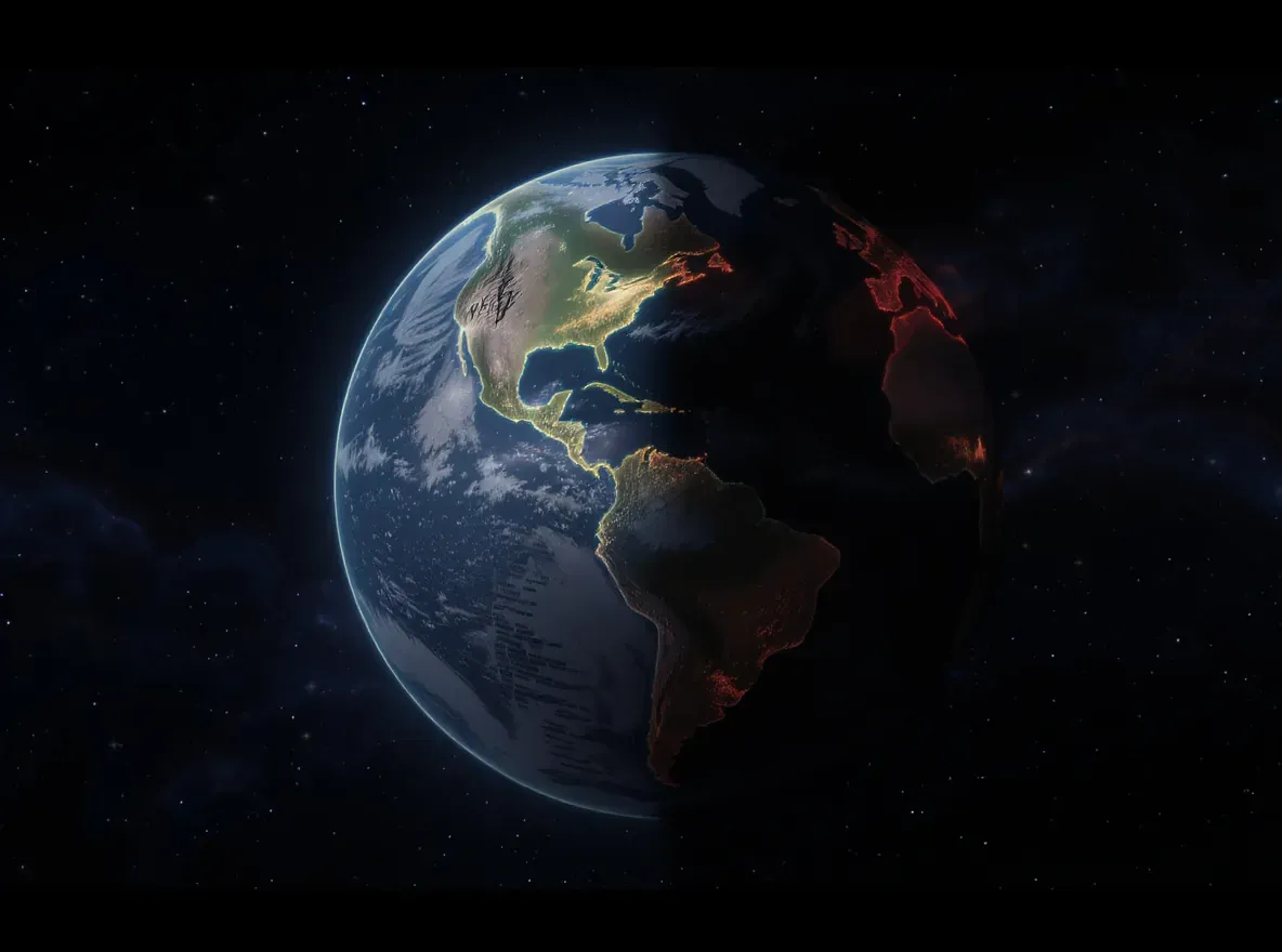 planete terre a moitié éclaitrée