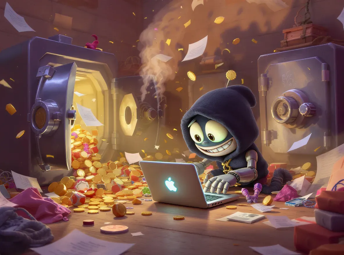 robot hacker qui ouvre des coffres