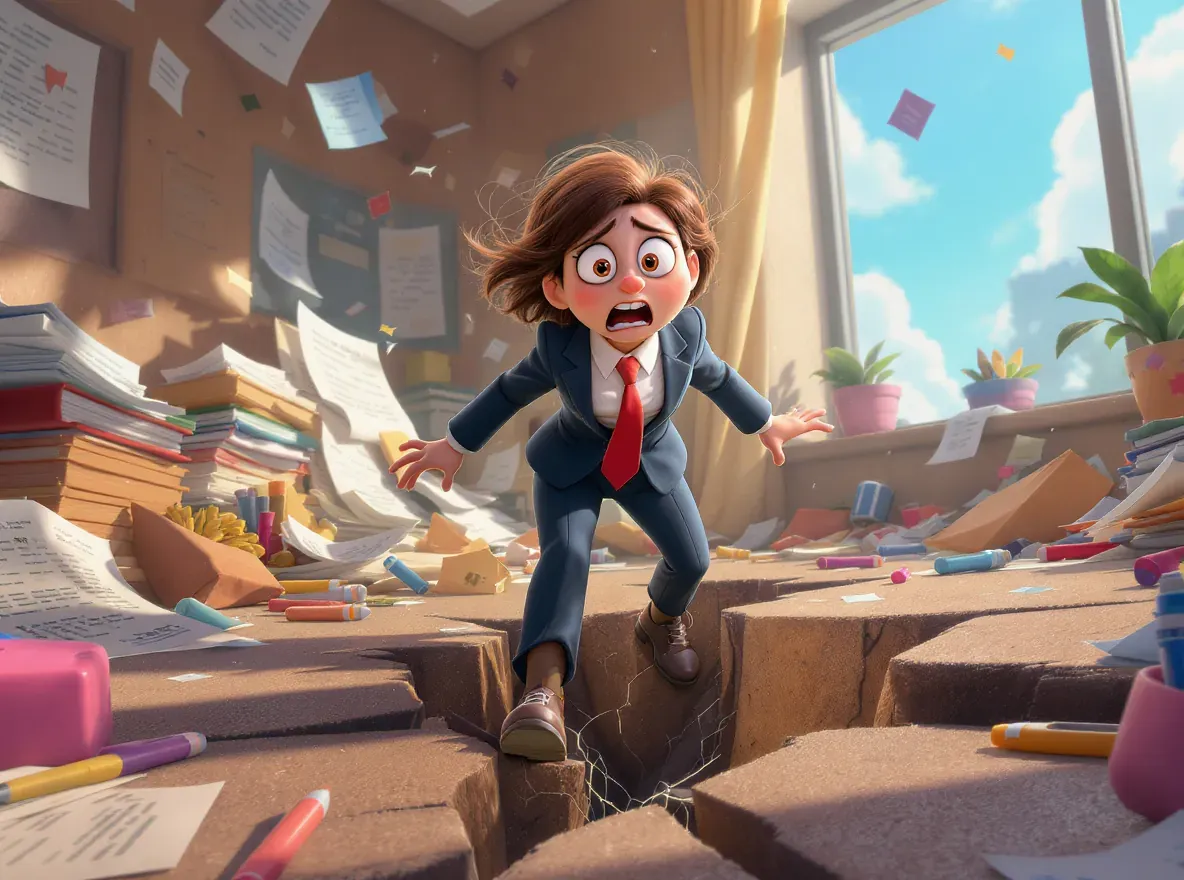 dirigante avec sol qui s'effondre