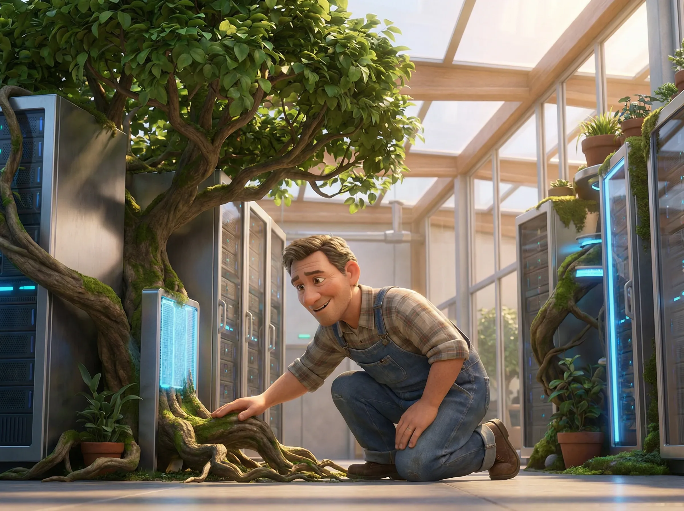 Arbre technologique : nature réconciliée au data center