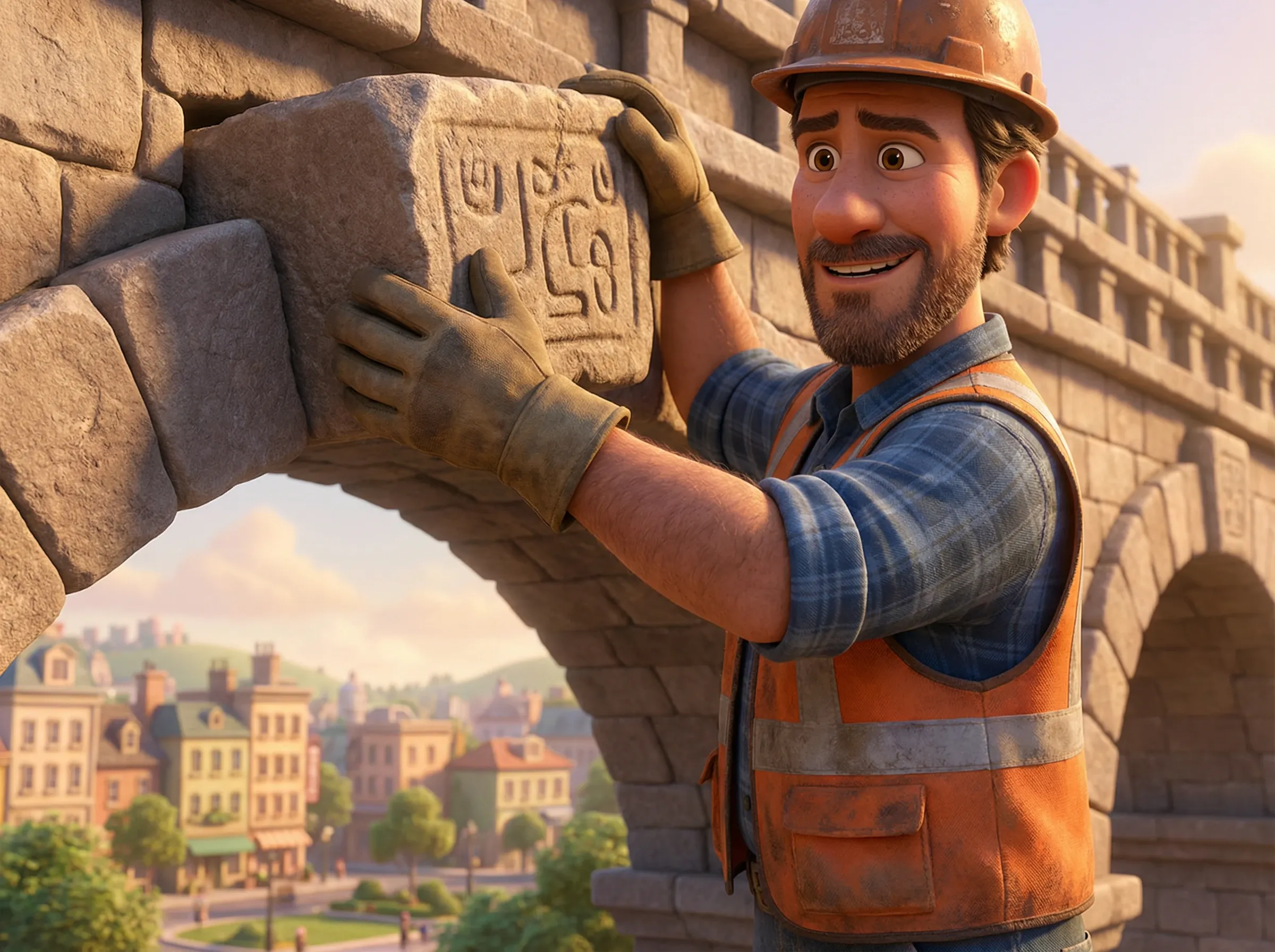 Pose de bloc pour pont urbain