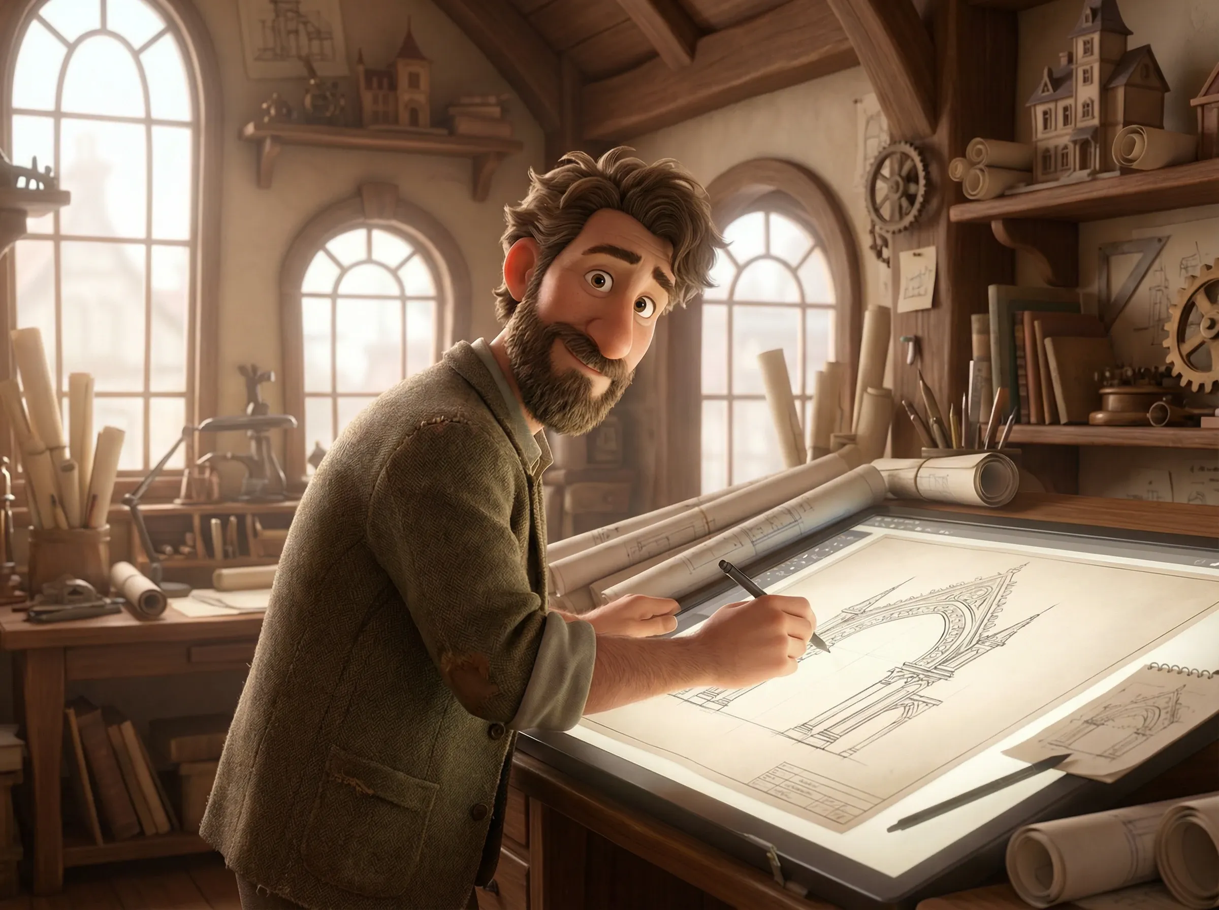 Architecte traçant des plans détaillés