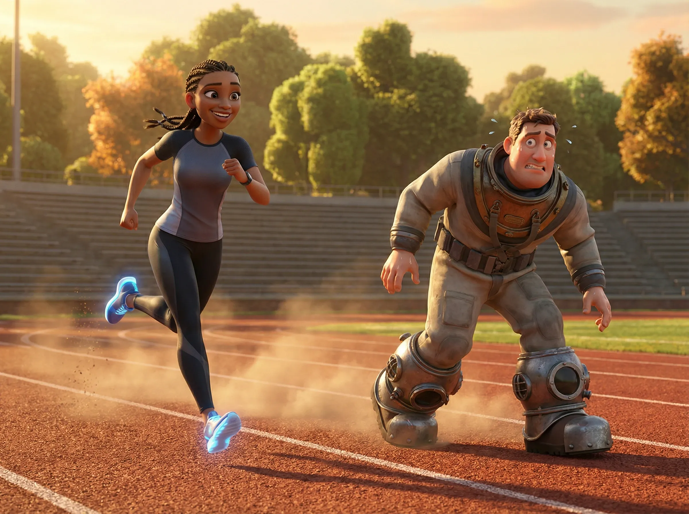 Course inégale: baskets contre bottes de plongée