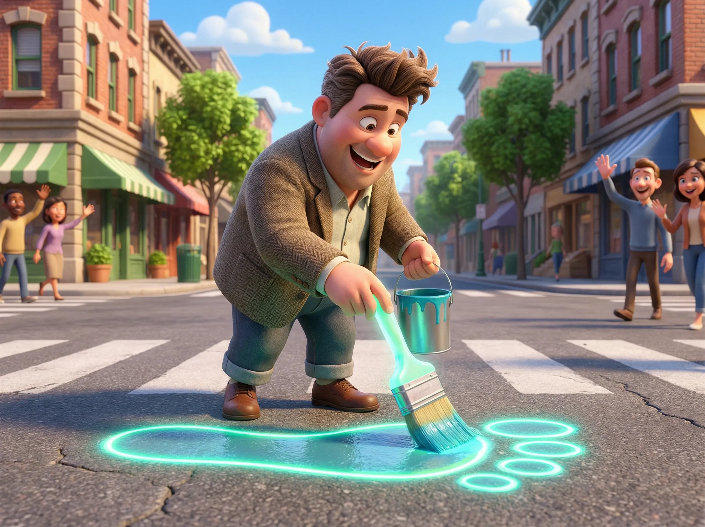 Empreinte néon sur passage clouté