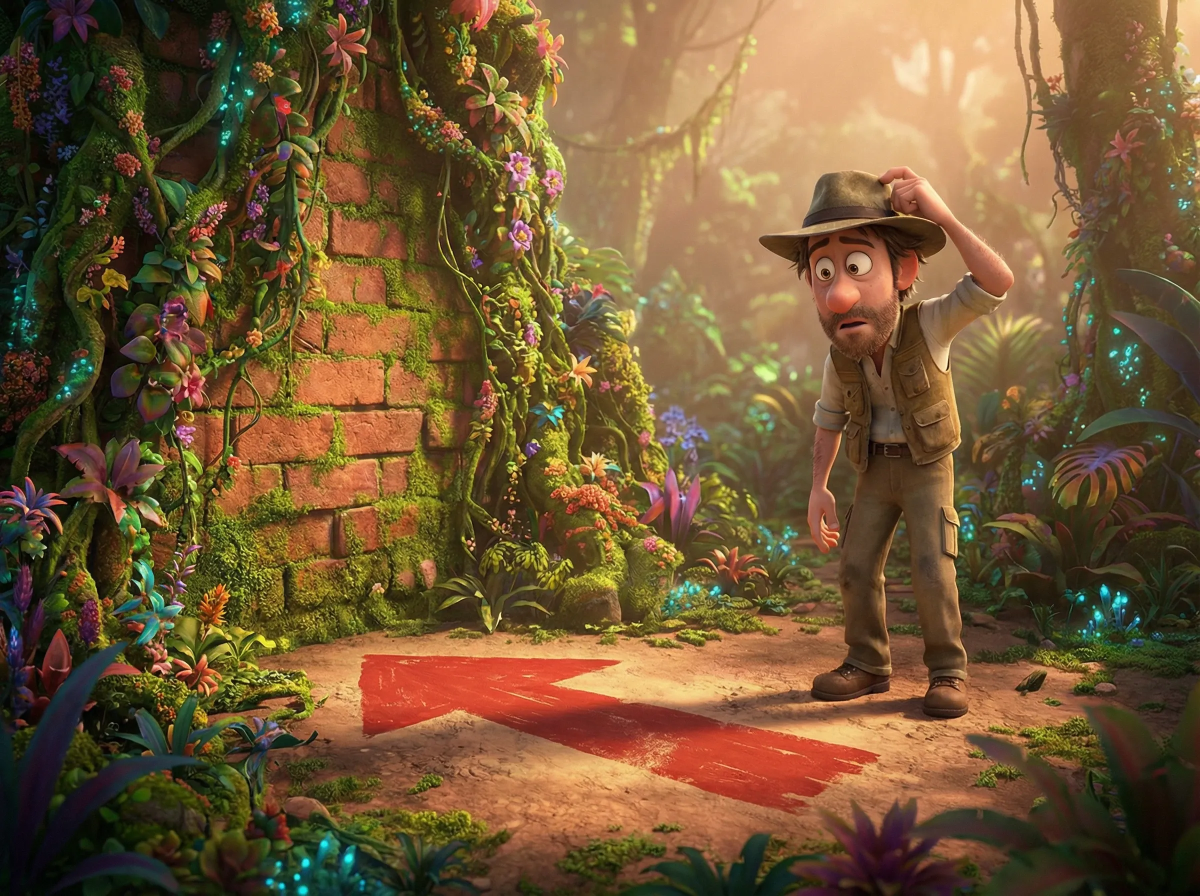 Explorateur et flèche vers un mur infranchissable