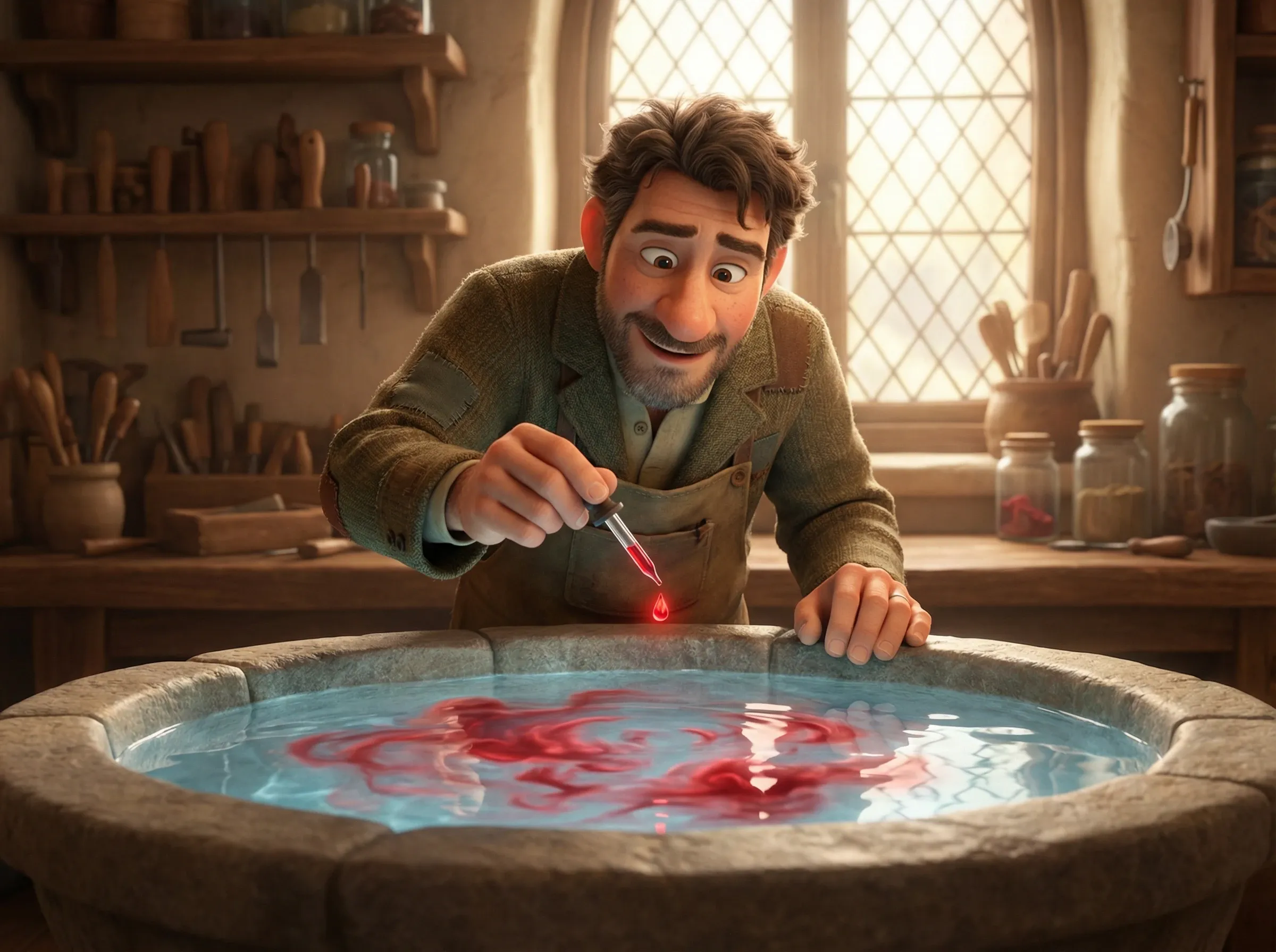 Diffusion d'une goutte rouge dans l'eau