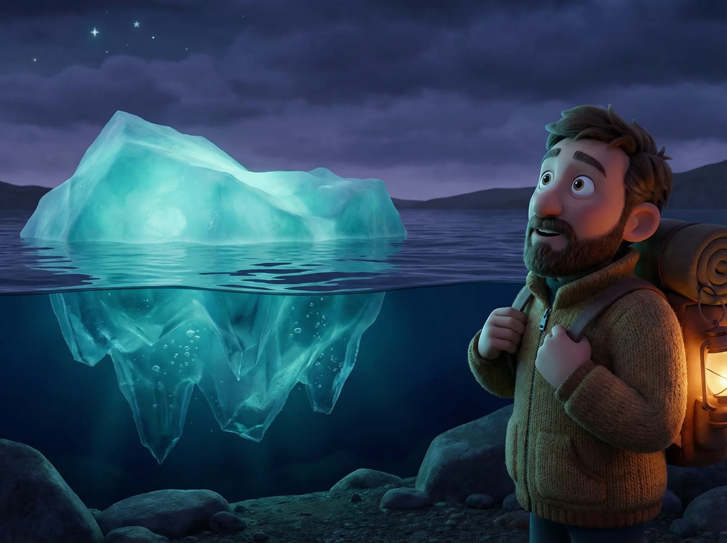 Iceberg lumineux: réalité cachée sous la surface.