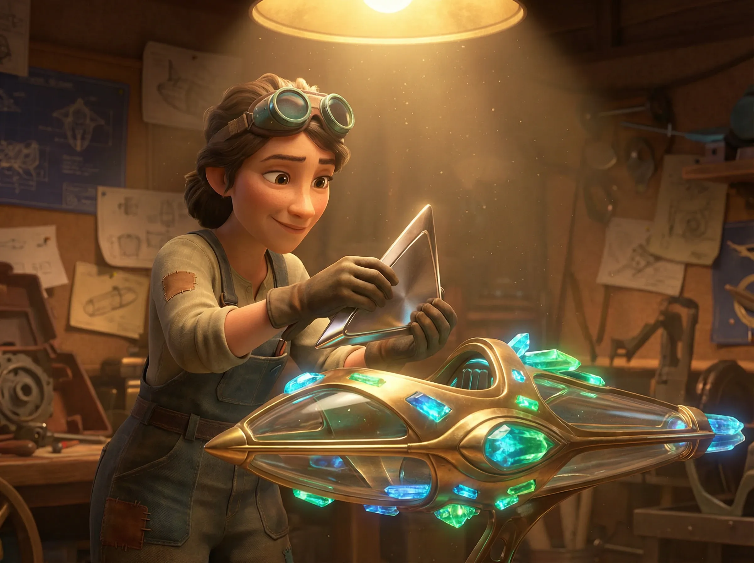 Femme finalisant assemblage aérodynamique précis