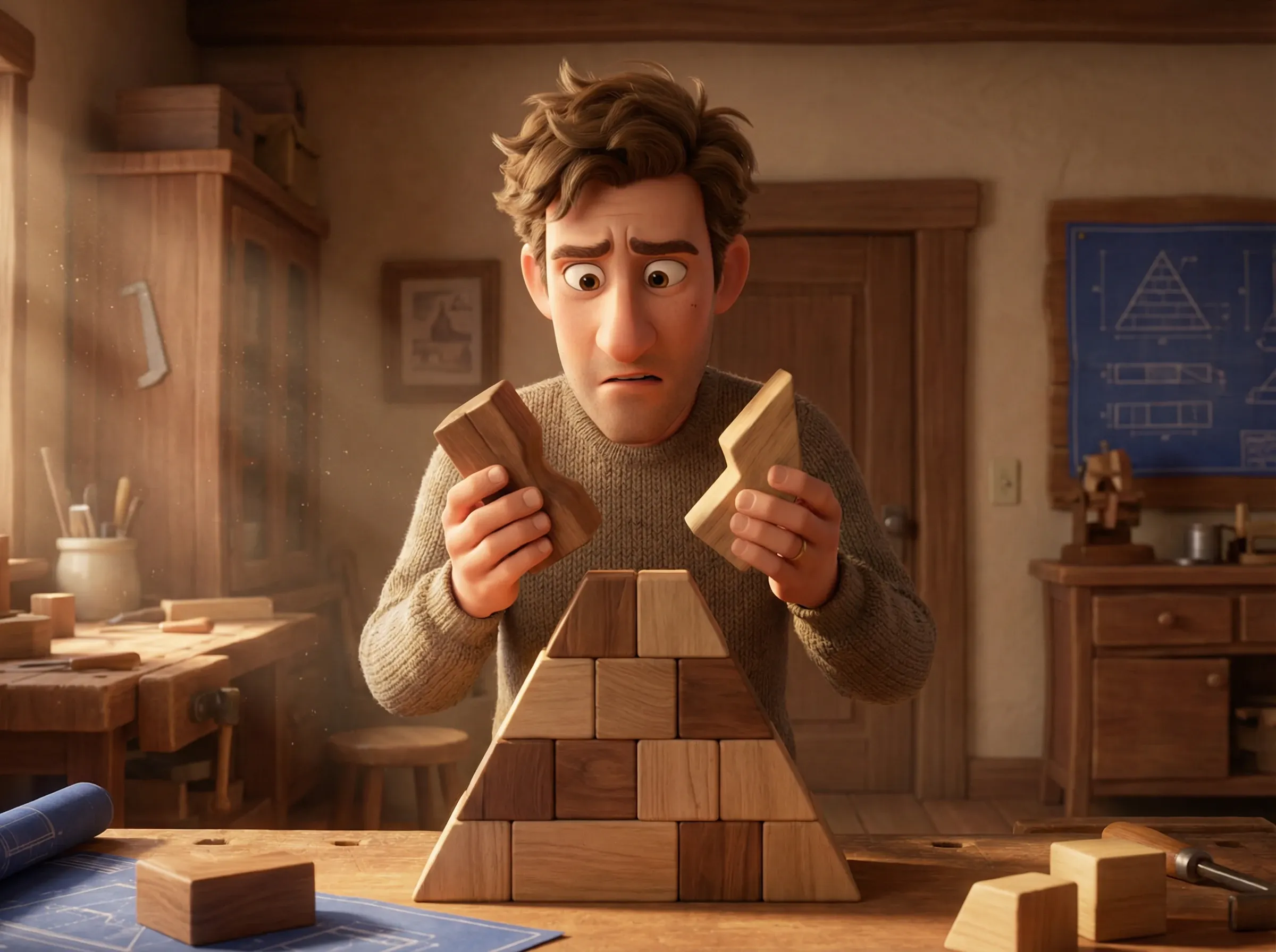 Pyramide inachevée: blocs inadaptés