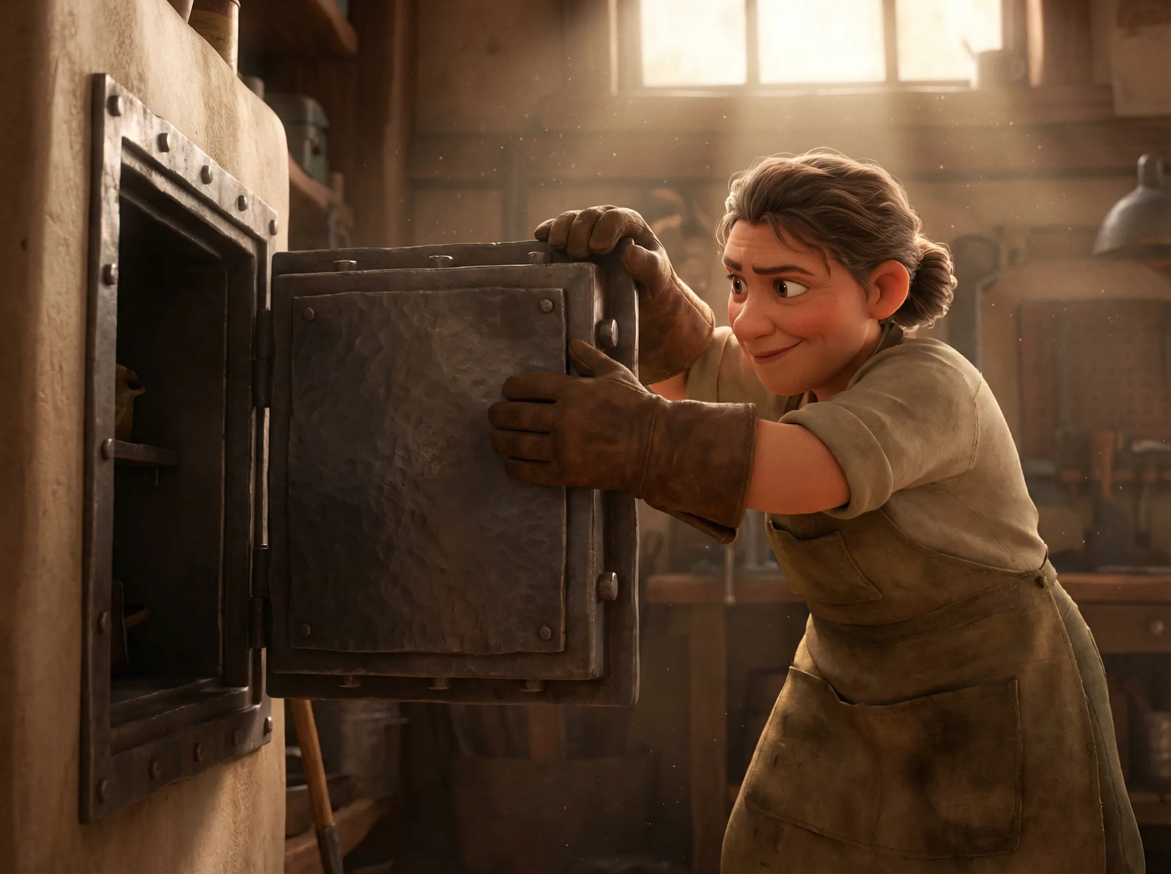 Femme scellant coffre : sécurité métal