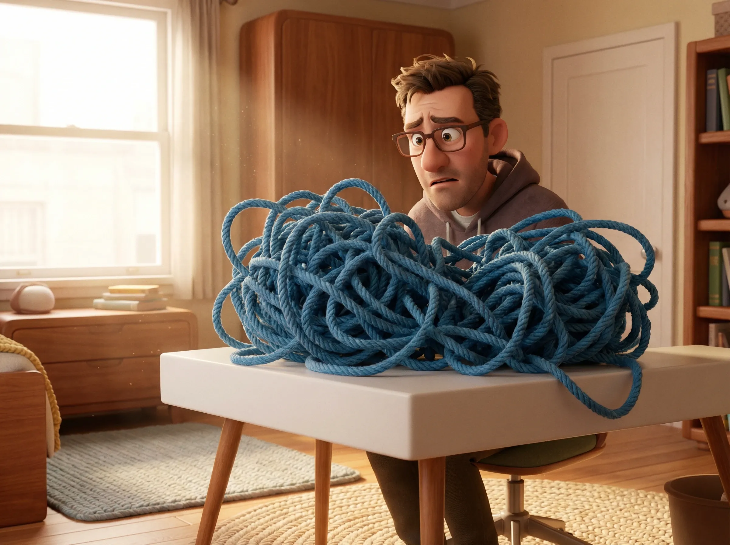 Développeur face à un nœud complexe