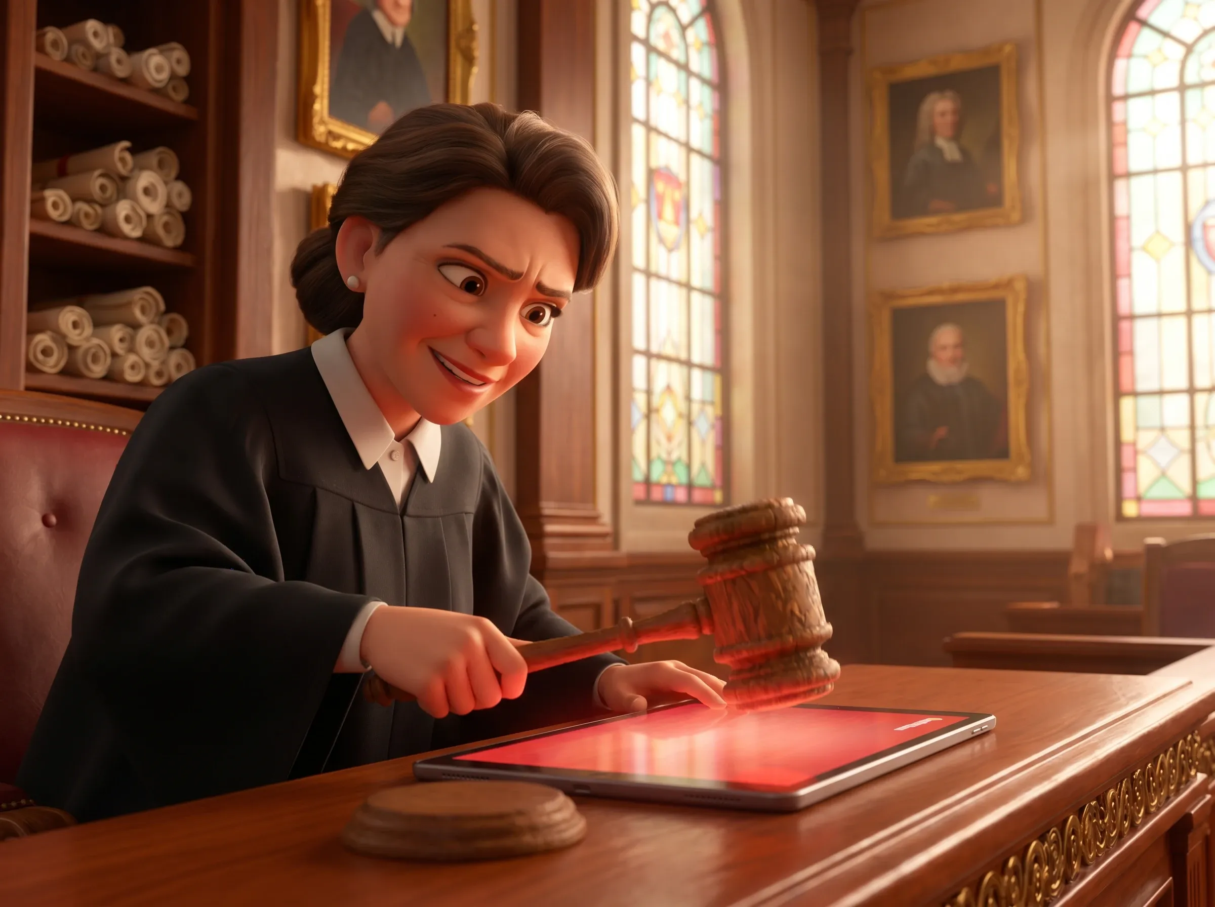 Juge frappant une tablette avec un marteau