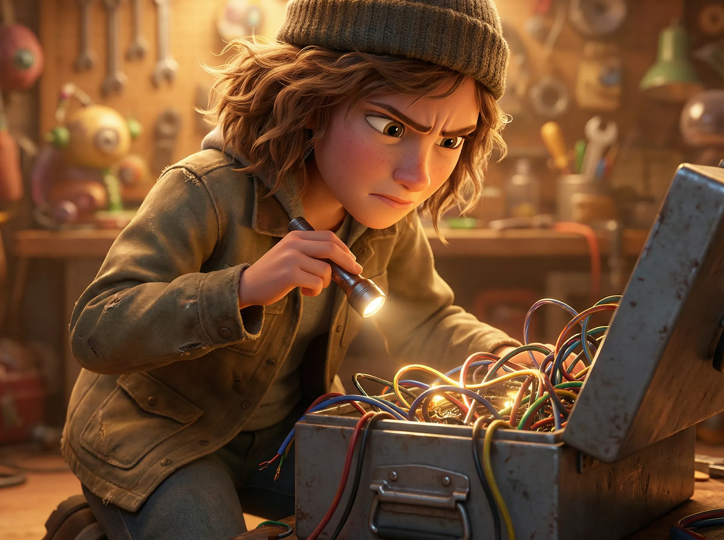 Femme et fils électriques