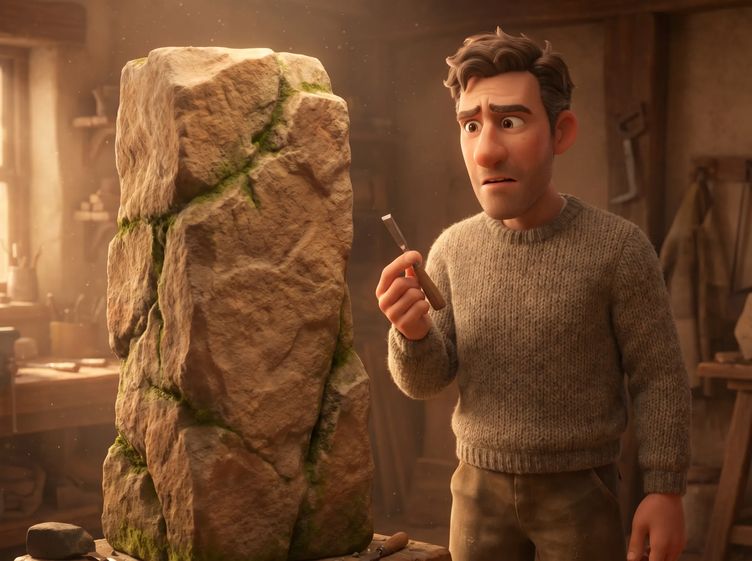 Sculpteur et son défi de pierre