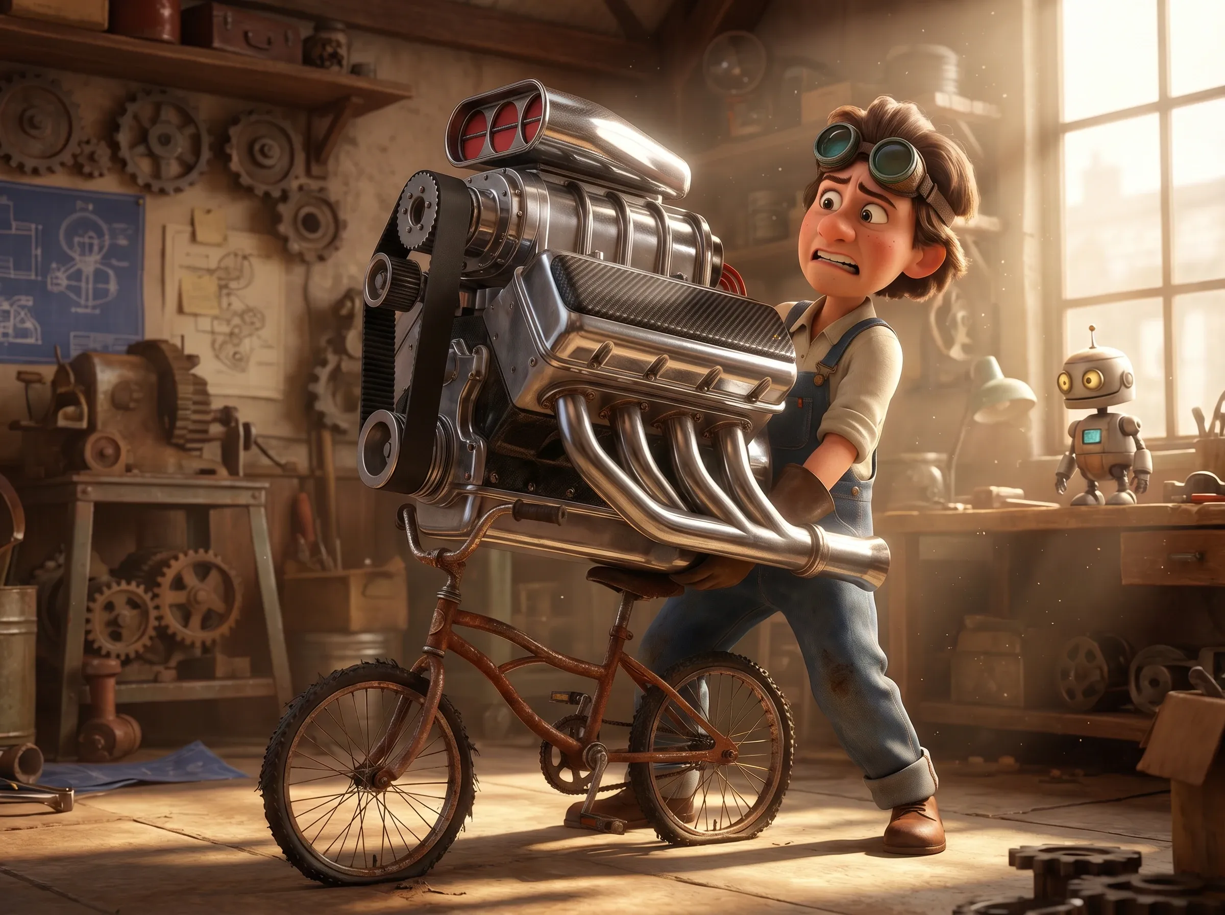 Moteur de course sur vélo rouillé, le choc des technologies