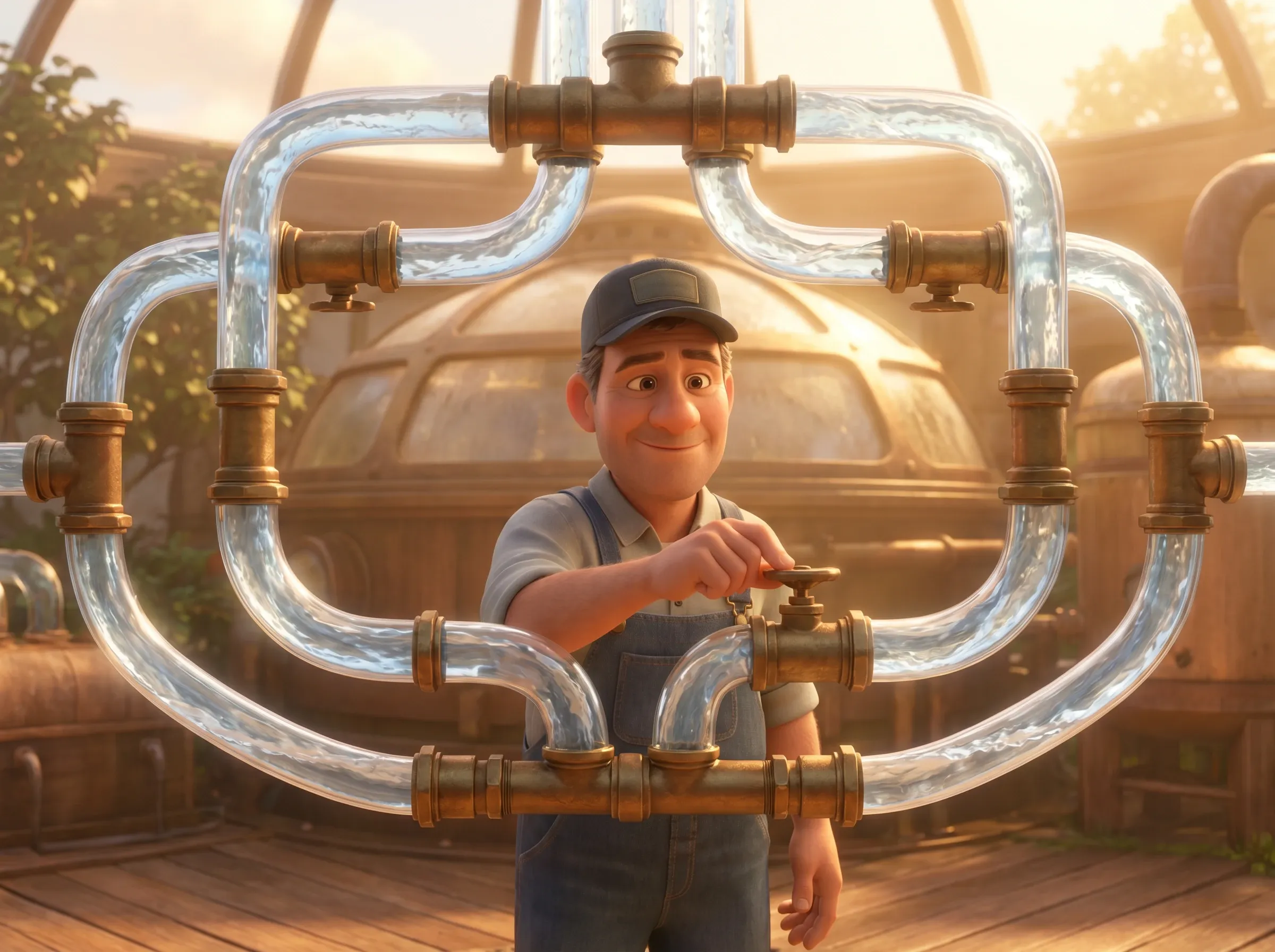 Réseau hydraulique en parfait alignement