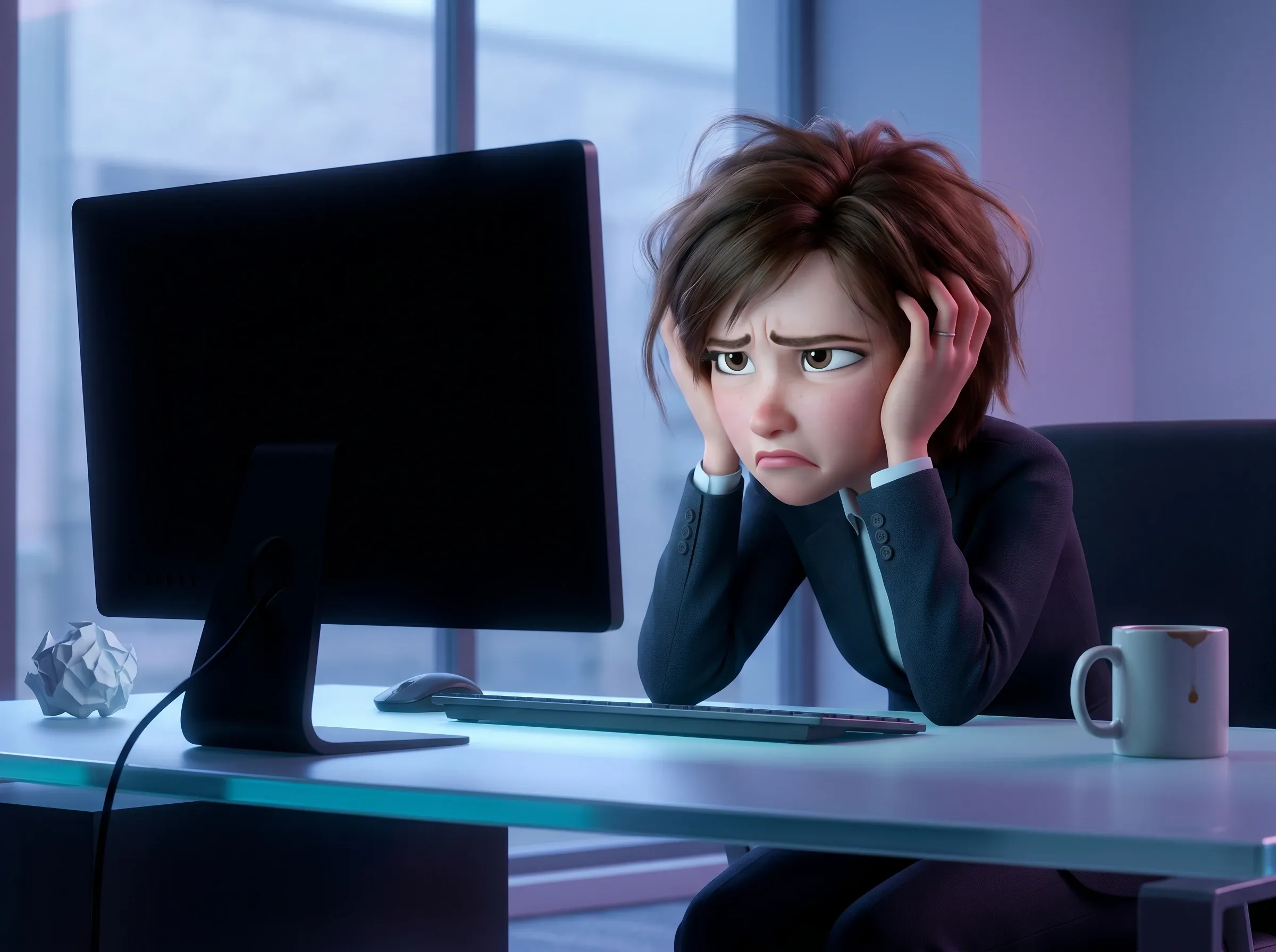 Travail sur écran éteint et frustration féminine