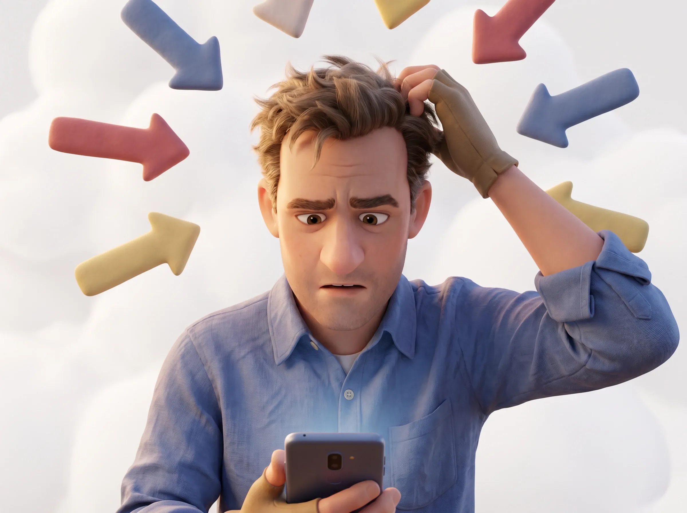 Homme frustré par les directions contradictoires