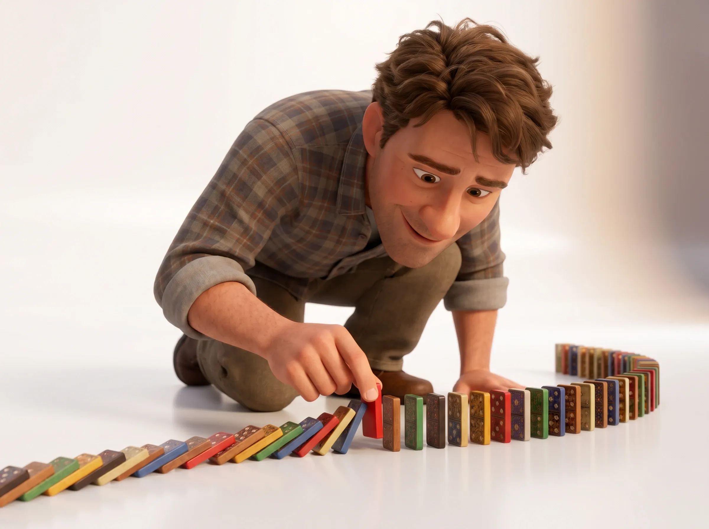 Homme retire un domino, crée un raccourci.