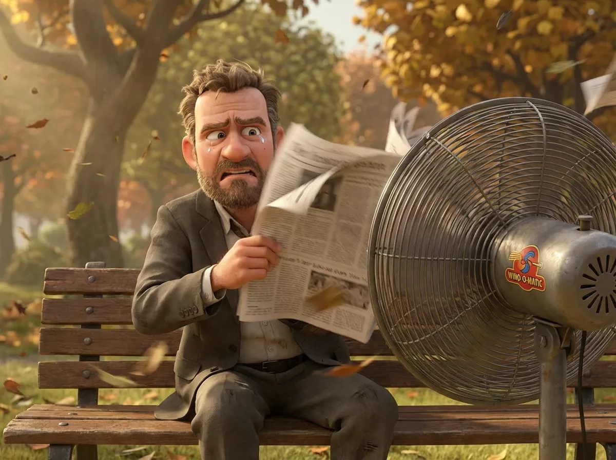 Lecteur futile contre ventilateur géant