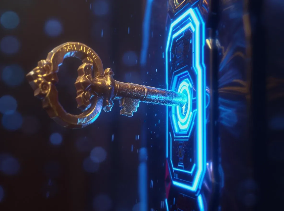 Clé ancienne face à serrure numérique futuriste