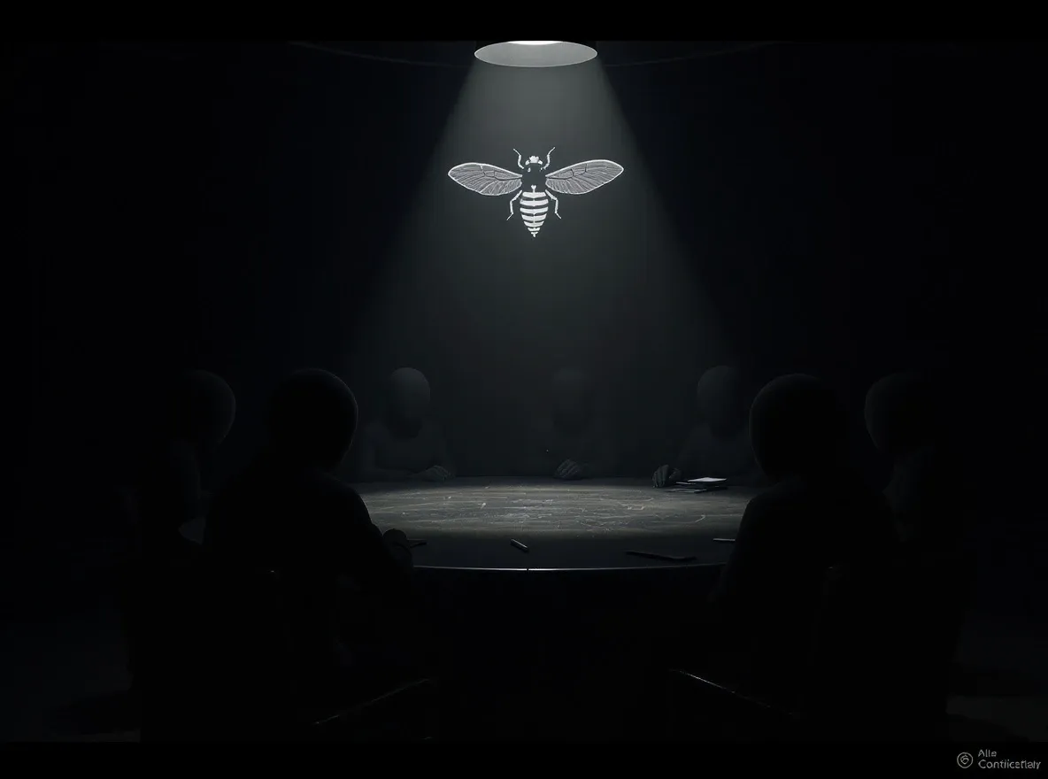 Réunion secrète, cigale lumineuse