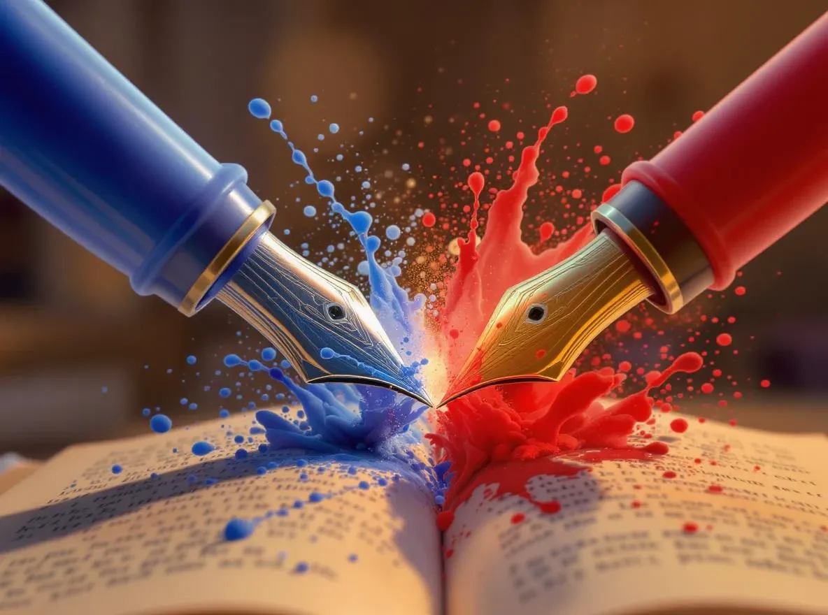 Duel de stylos géants