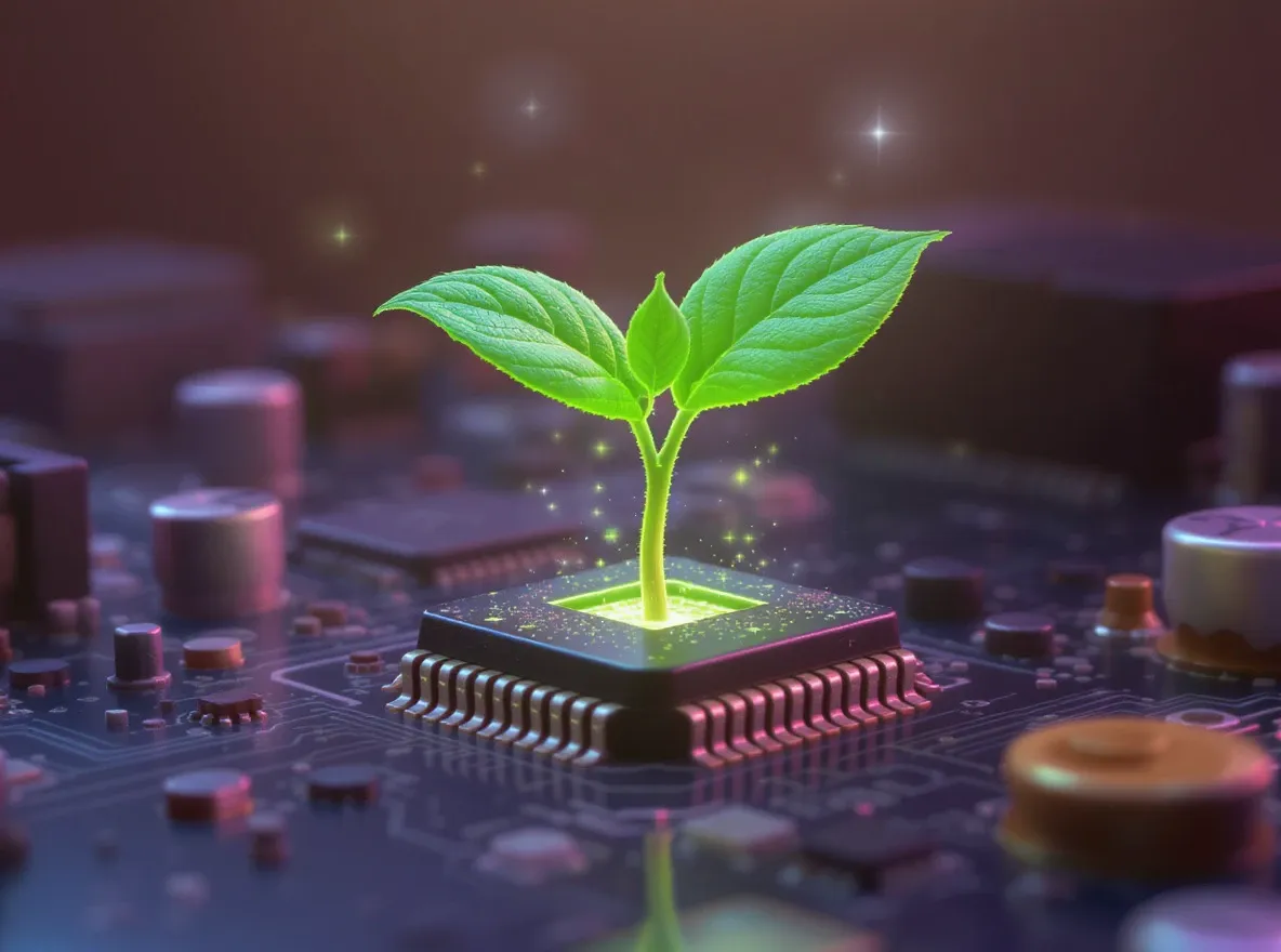 Plante pousse d'une puce lumineuse