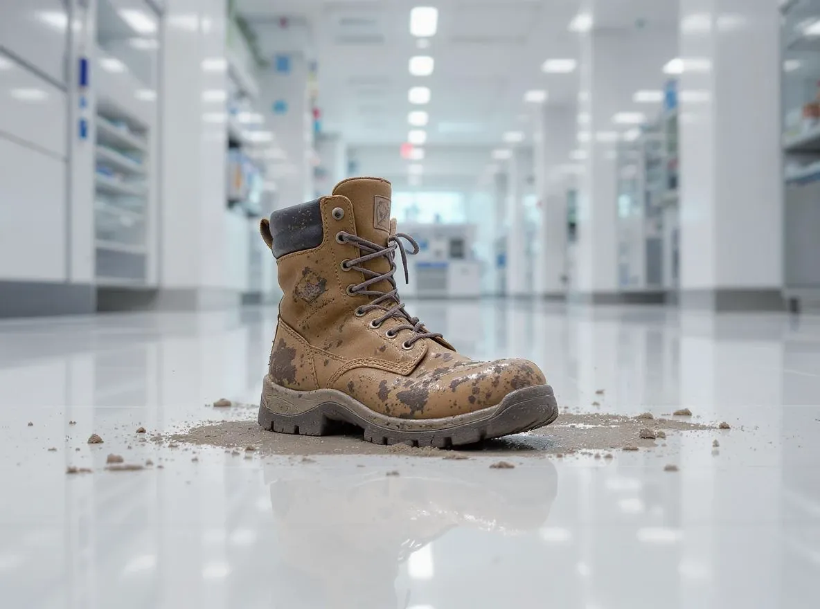 Botte boueuse dans laboratoire stérile