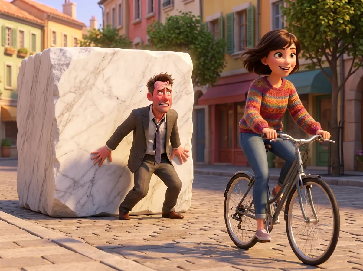 Agilité vs Lourdeur: Homme d'affaires et cycliste