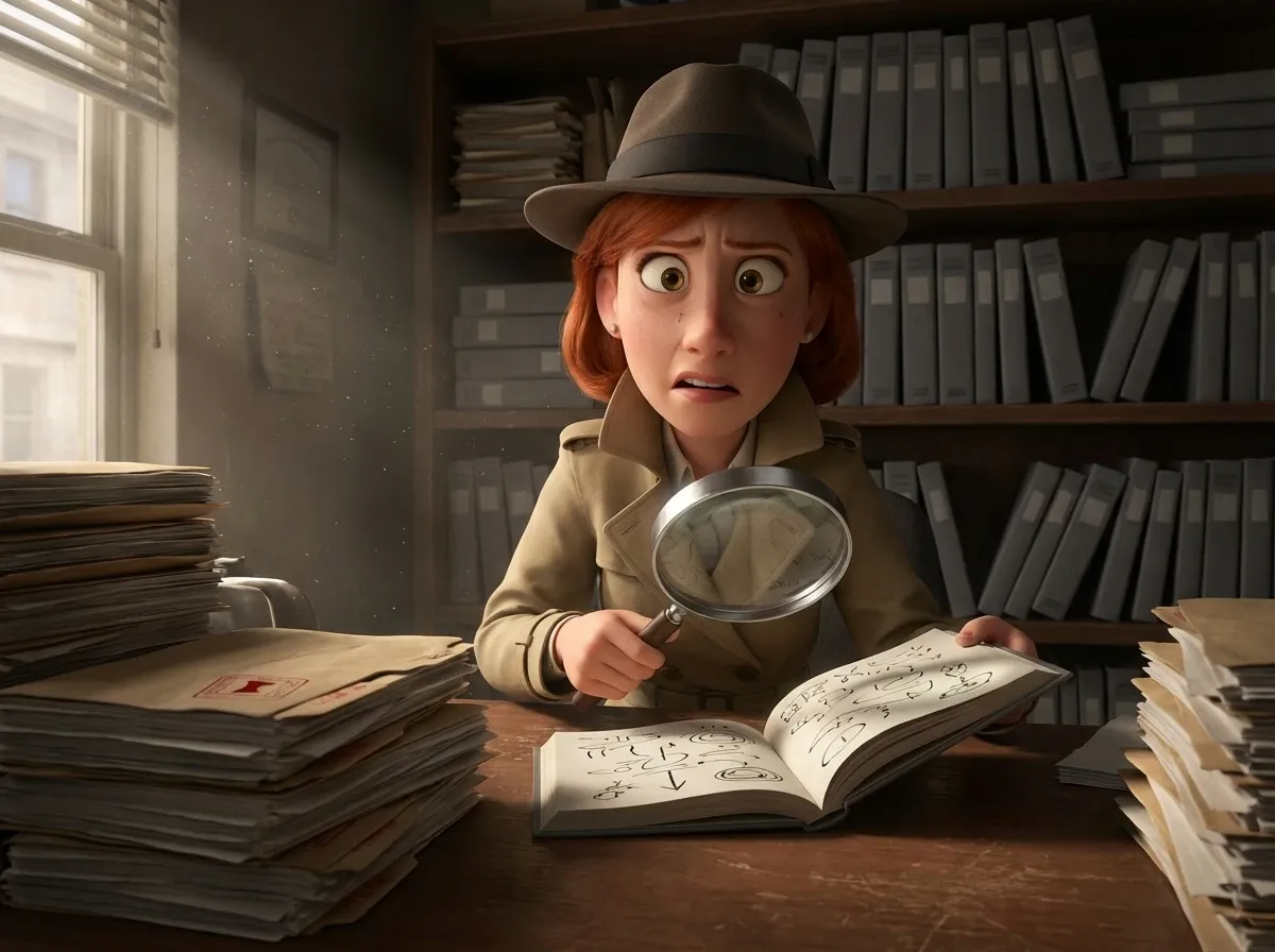 Détective découvre des erreurs dans une bibliothèque obscure