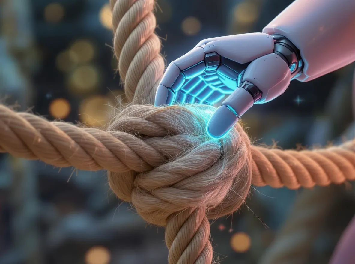 Main robot dénouant un nœud complexe