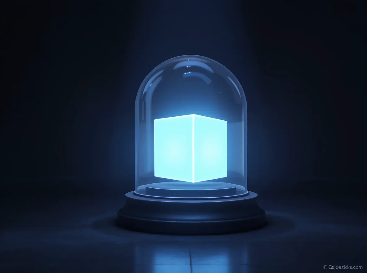 Objet d'art: cube lumineux sous cloche