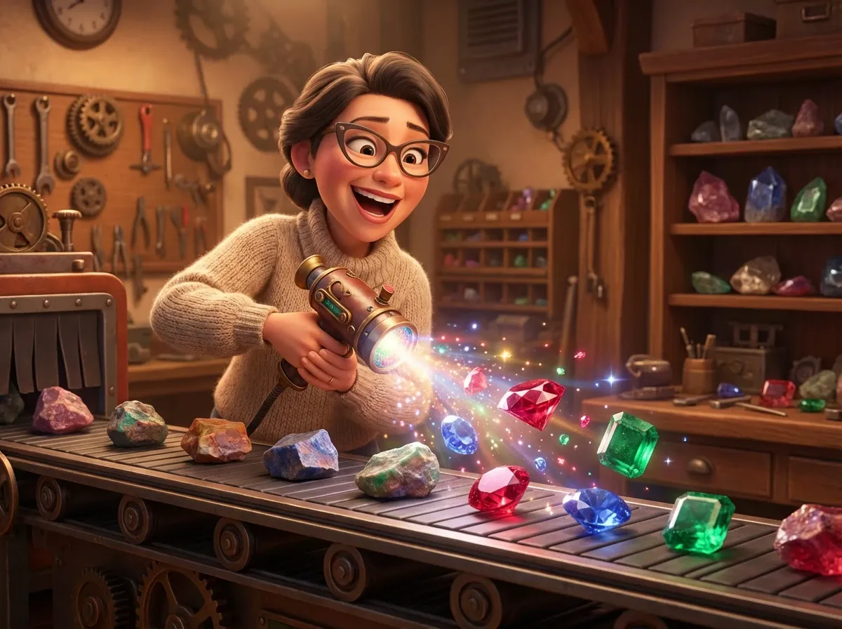 Transformation de roches en gemmes polies