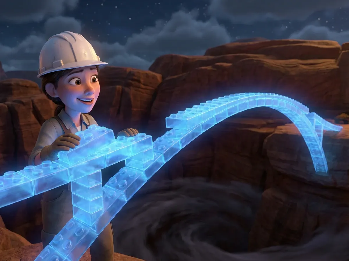 Ingénieure construit un pont lumineux en briques tech