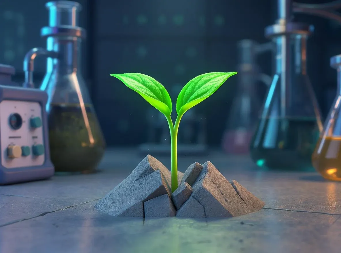 Plantule perçant le béton