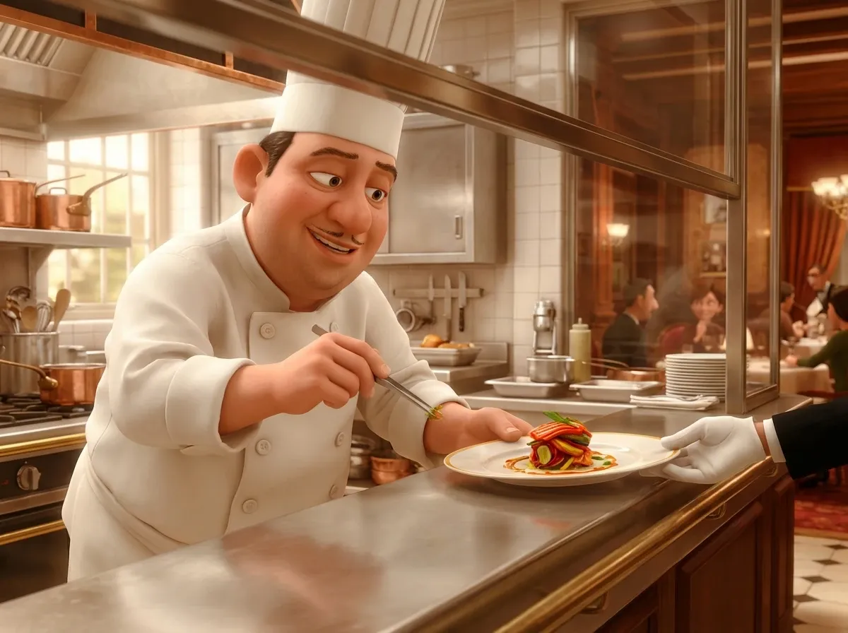 Service de plats rapide du chef au client