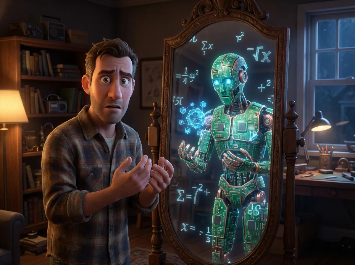 Homme et reflet robotique