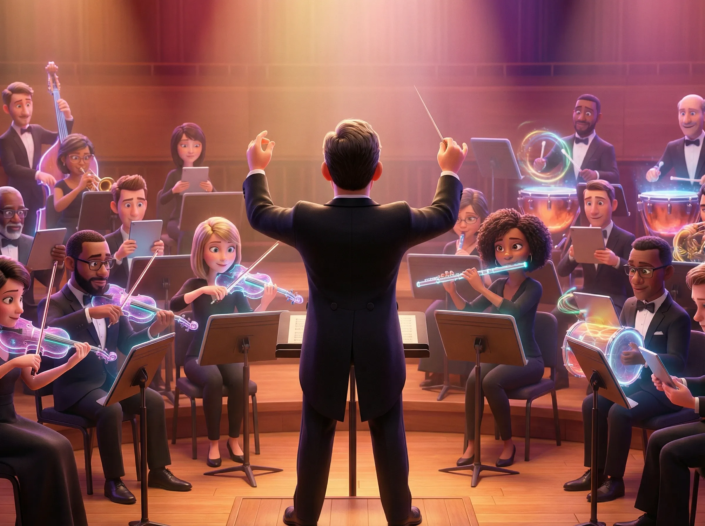 Chef d'orchestre techno harmonise talents numériques