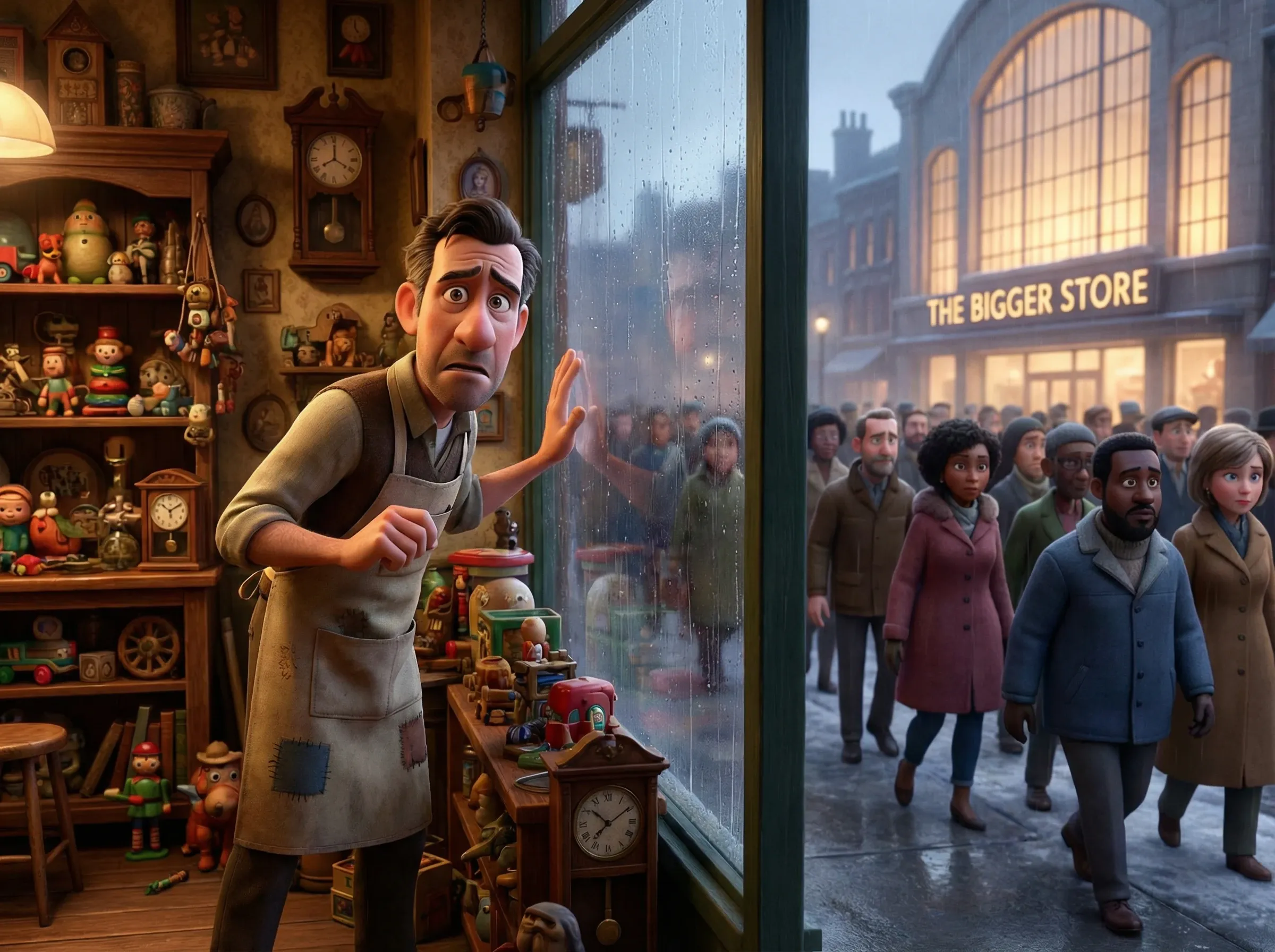 Commerçant seul, clients vers la concurrence