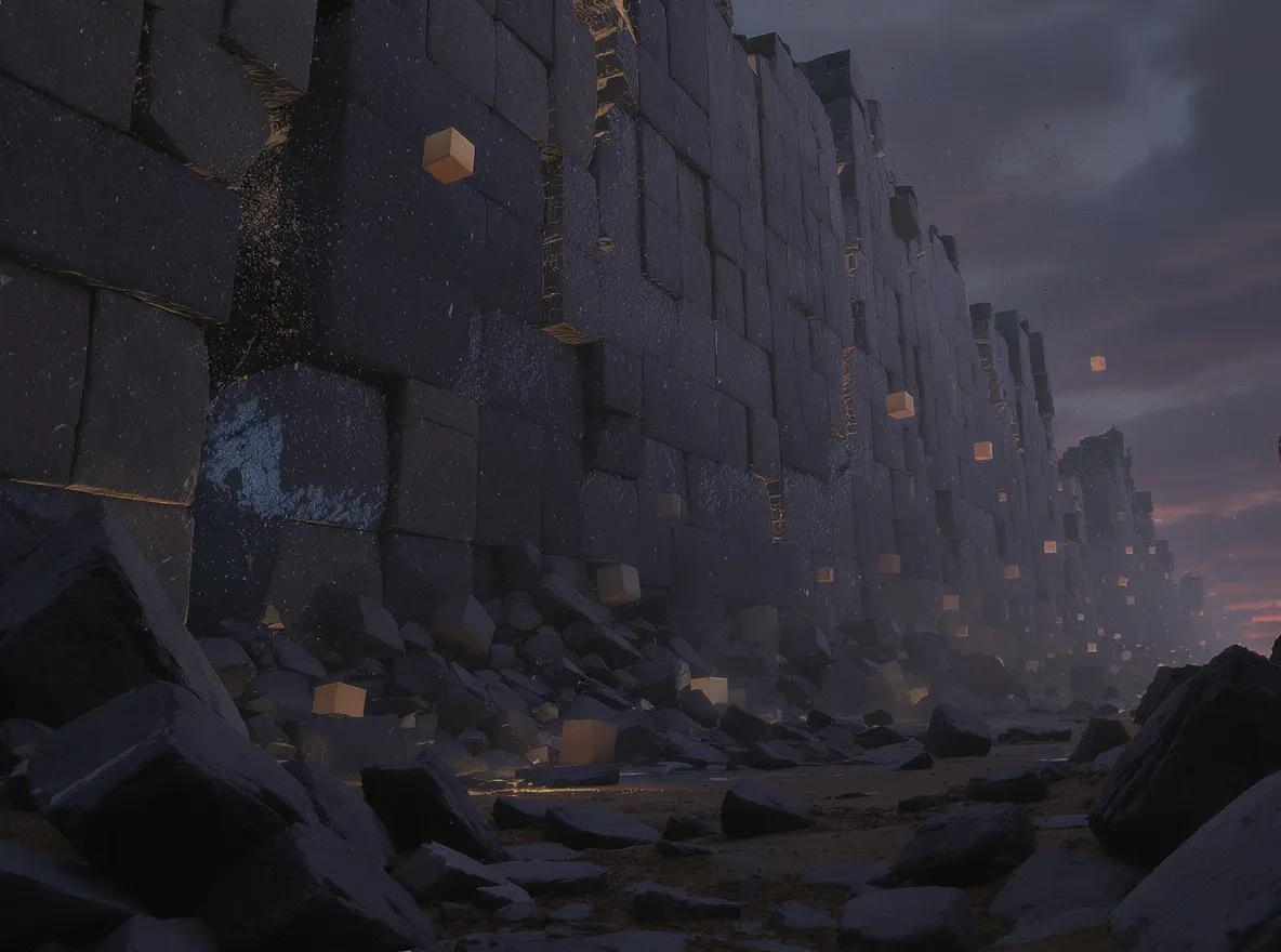 Décombres de cubes lueur résiliente