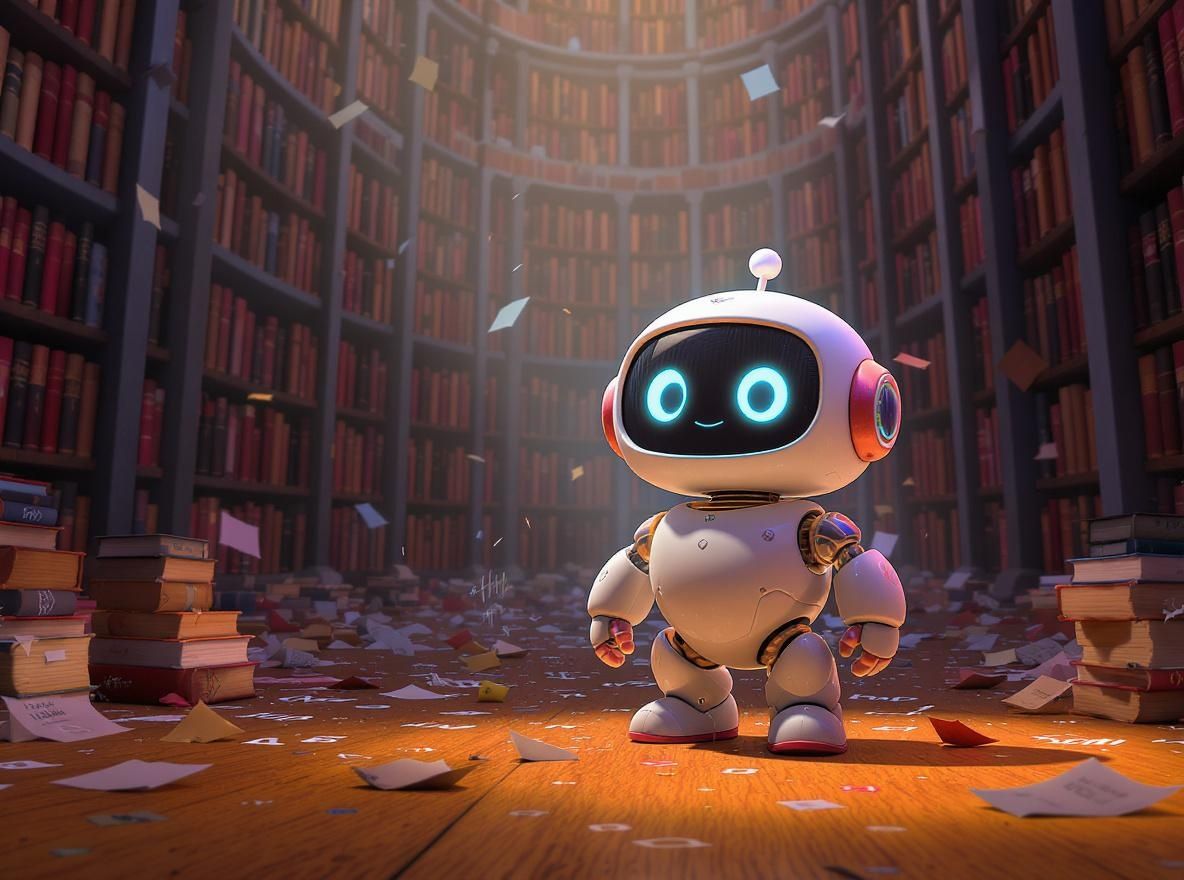 robot dans une bibliothèque
