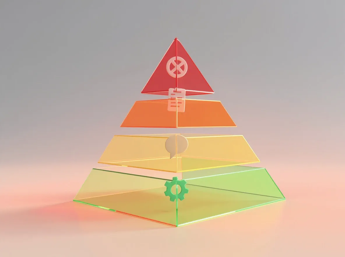 Pyramide 3D dégradée, icônes flottantes
